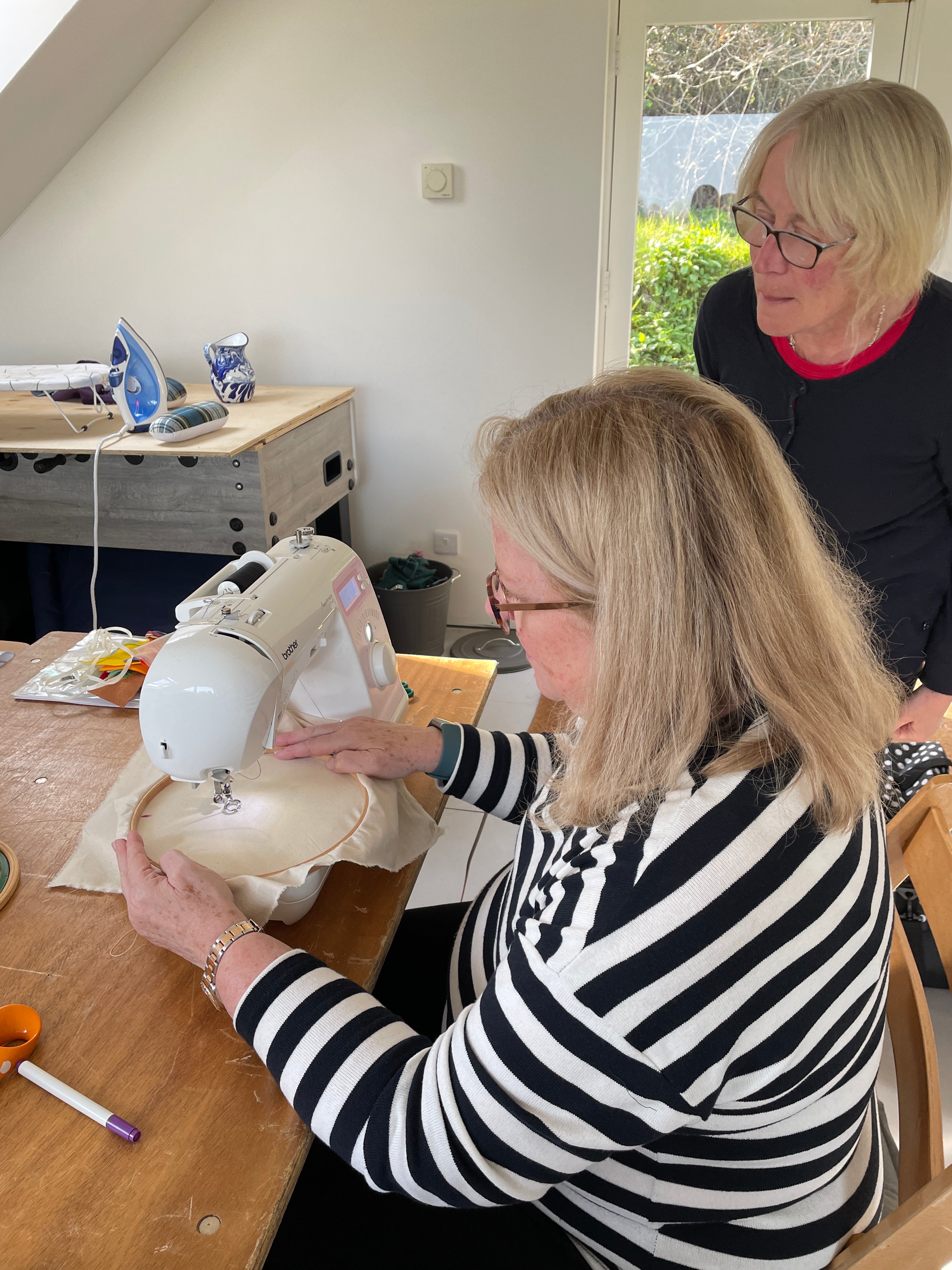 Learning a new skill at our sewing retreat in Devon